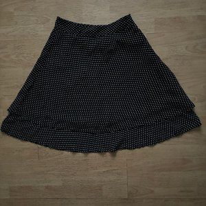 Darjoni Flounced Blue and White Polka Dots Chiffon Skirt